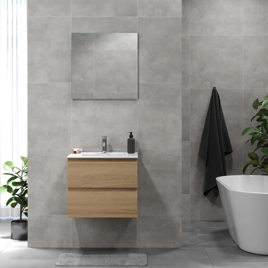BATH DELUXE 03-060-64-86-01 - Armadietto da bagno con lavandino KENWOOD 61 cm quercia