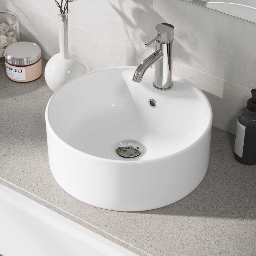 BATH DELUXE 06-038-09-11-00 - Lavabo da appoggio VIKEDAL Ø 38 cm ceramica/bianco