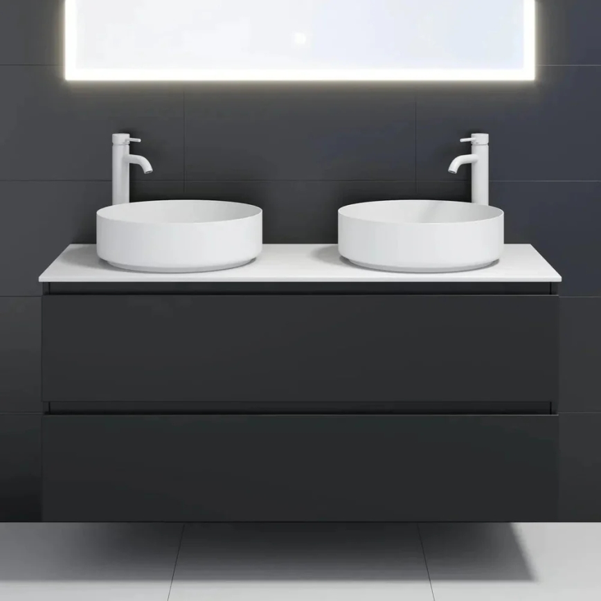 BATH DELUXE 06-040-16-01-00 - Lavabo da appoggio LJORDAL Ø 40 cm acciaio inossidabile/bianco opaco