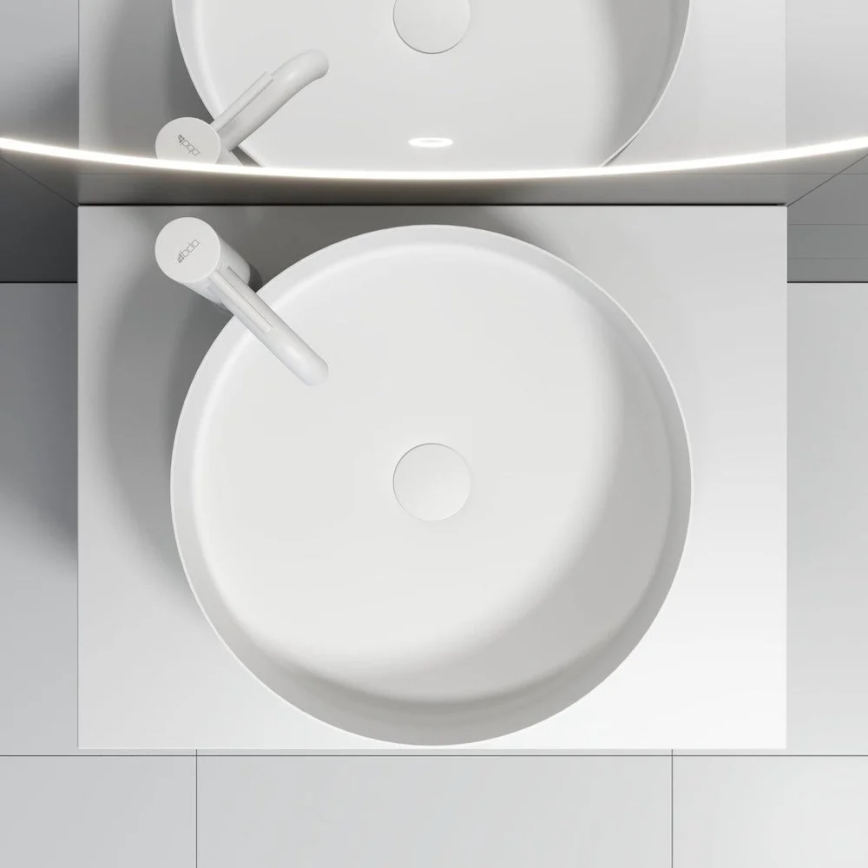 BATH DELUXE 06-040-16-01-00 - Lavabo da appoggio LJORDAL Ø 40 cm acciaio inossidabile/bianco opaco