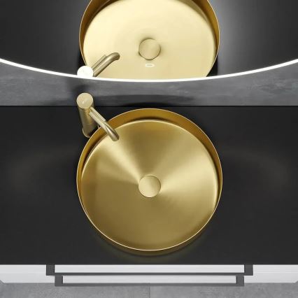 BATH DELUXE 06-040-16-70-00 - Lavabo da appoggio LJORDAL Ø 40 cm acciaio inossidabile/ottone spazzolato