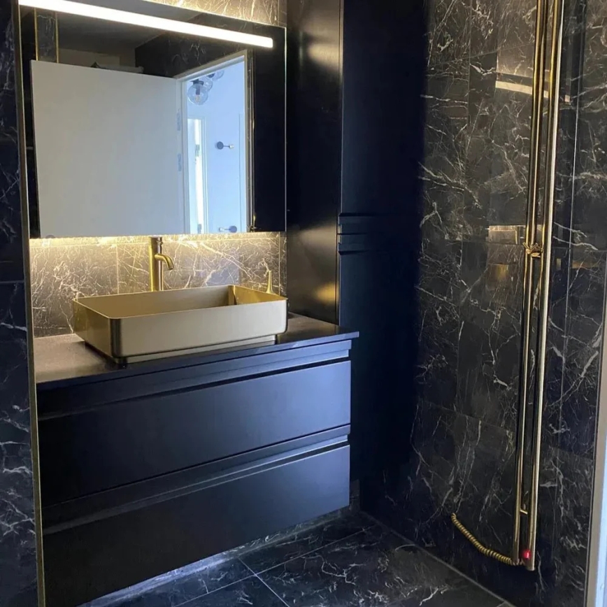 BATH DELUXE 06-052-18-70-00 - Lavabo da appoggio LJORDAL 52x34 cm in acciaio inossidabile/ottone spazzolato