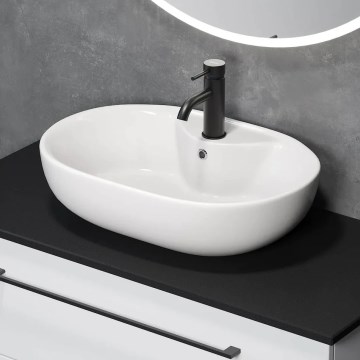 BATH DELUXE 06-060-08-11-00 - Lavabo da appoggio TROMSO 59,5x41 cm ceramica/bianco lucido