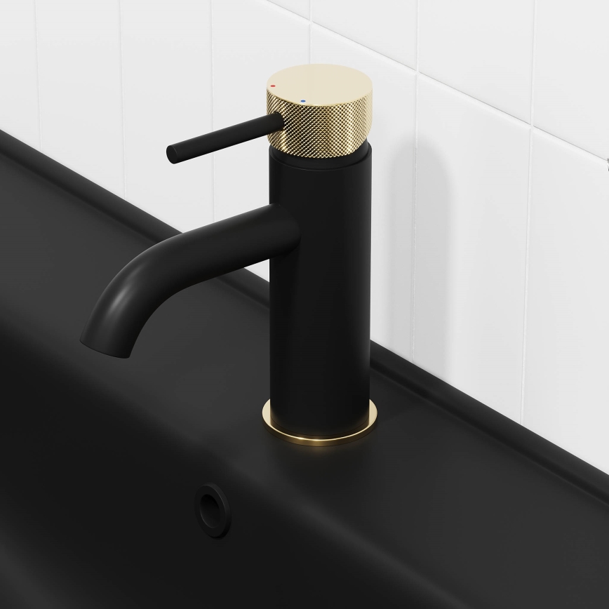 BATH DELUXE 28-005-03-72-00 - Rubinetto del lavandino ANHOLT 15,6 cm nero/ottone