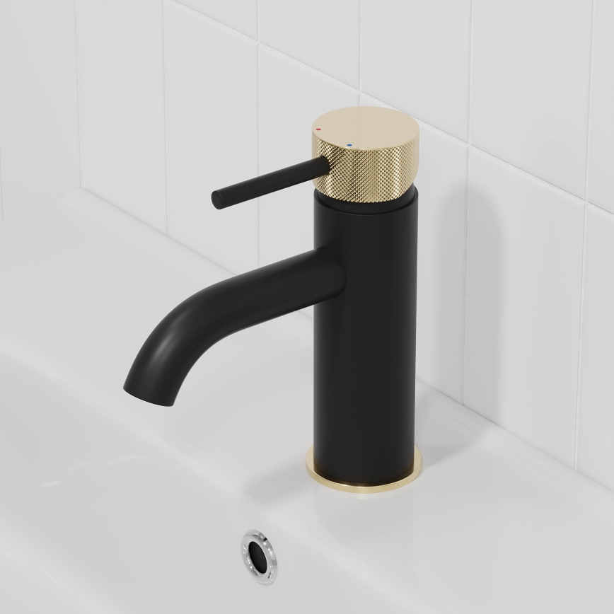 BATH DELUXE 28-005-03-72-00 - Rubinetto del lavandino ANHOLT 15,6 cm nero/ottone