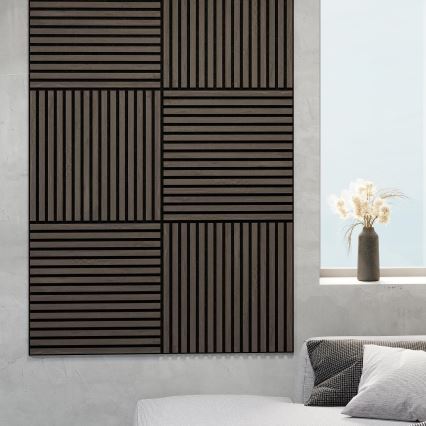 BATH DELUXE 54-060-08-84-12 - SET 4x Akustik-Wandpaneel DANVIKEN 60x60 cm Walnuss