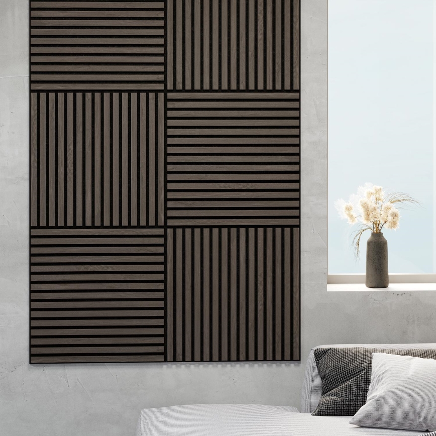 BATH DELUXE 54-060-08-84-12 - SET 4x Akustik-Wandpaneel DANVIKEN 60x60 cm Walnuss