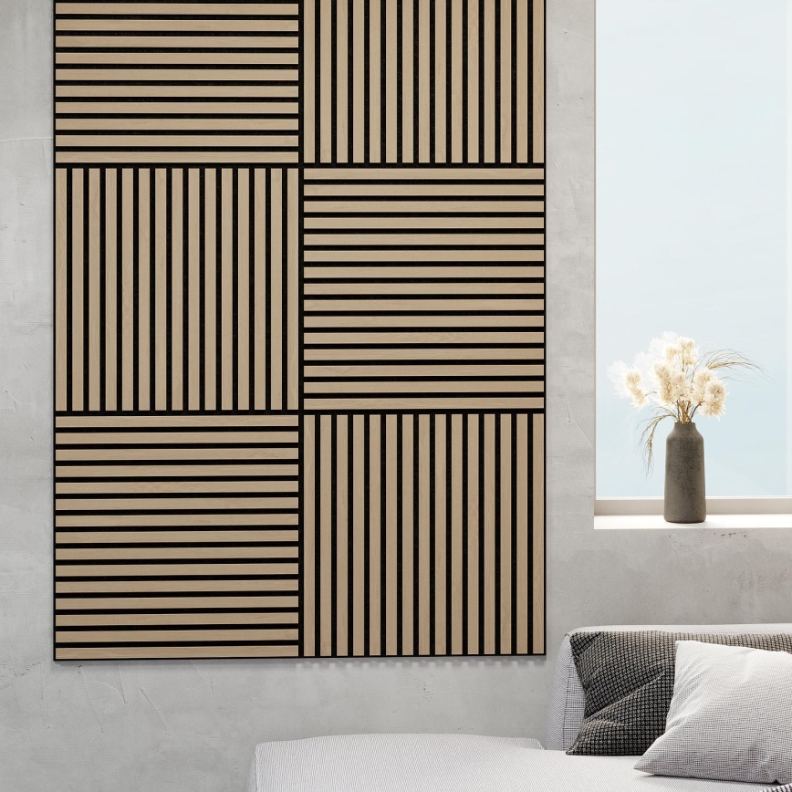 BATH DELUXE 54-060-08-86-12 - SET 4x Akustik-Wandpaneel DANVIKEN 60x60 cm Eiche