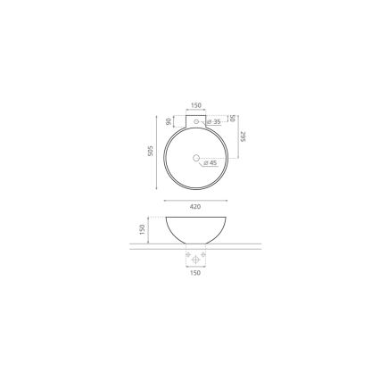 Bathco 0028 - Aufsatzwaschbecken BAYONA 42x50,5 cm Porzellan/weiß