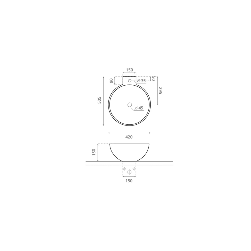 Bathco 0028 - Aufsatzwaschbecken BAYONA 42x50,5 cm Porzellan/weiß