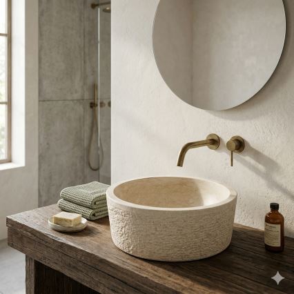 Bathco 00307 - Vasque à poser DUAL Ø 40,5 cm pierre/beige