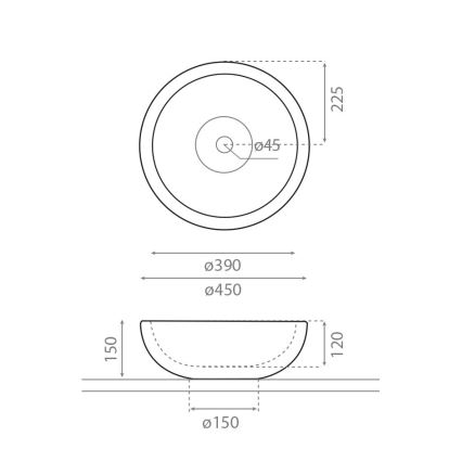 Bathco 00317 - Lavabo da appoggio PUKET Ø 45 cm pietra/grigio