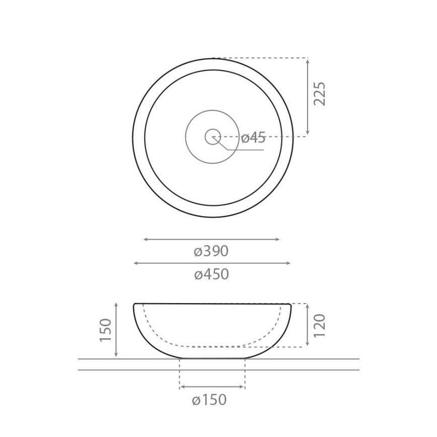 Bathco 00317 - Lavabo da appoggio PUKET Ø 45 cm pietra/grigio
