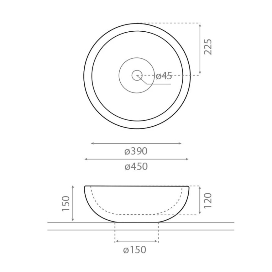 Bathco 00318 - Lavabo da appoggio PUKET Ø 45 cm pietra/beige