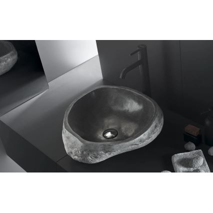 Bathco 00393 - Lavabo à poser RIO 52x47 cm pierre/gris