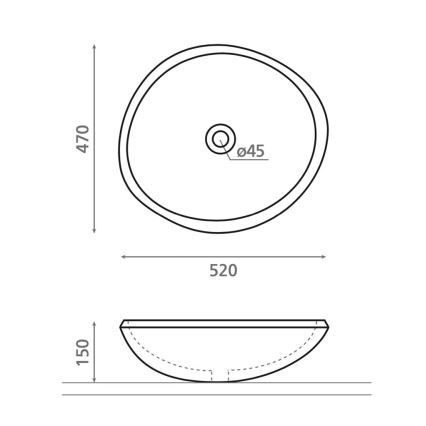 Bathco 00393 - Lavabo da appoggio RIO 52x47 cm pietra/grigio
