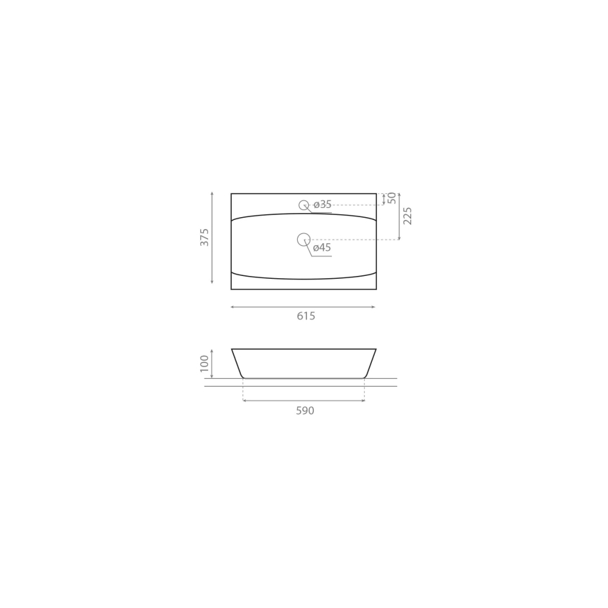 Bathco 0041 - Aufsatzwaschbecken SARDINERO 61,5x37,5 cm Porzellan/weiß