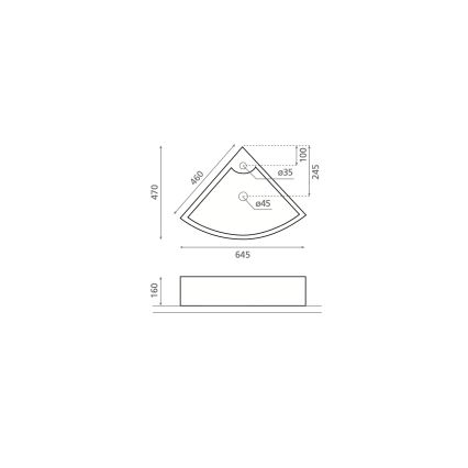 Bathco 0043 - Lavabo angolare sospeso OPORTO 64,5x47 cm porcellana/bianco
