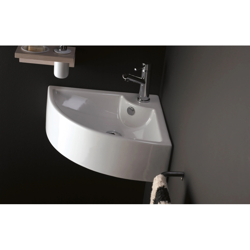 Bathco 0043 - Lavabo mural d'angle OPORTO 64,5 x 47 cm porcelaine/blanc