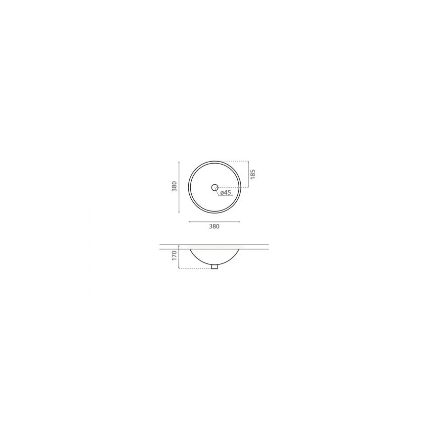 Bathco 0052 - Vasque encastrée CERDENA Ø 38 cm porcelaine/blanche