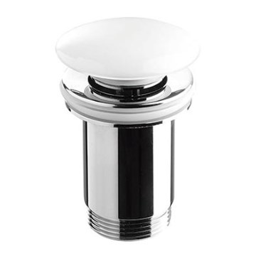 Bathco 0212PR - Scarico per lavabo senza troppopieno CLICK-CLACK, diam. 6 cm, bianco lucido