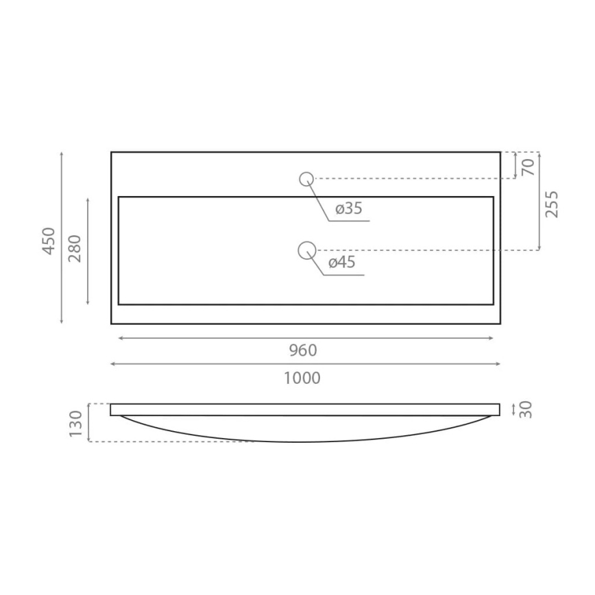 Bathco 0506 - Lavabo da incasso MANHATTAN 100x45 cm resina/bianco