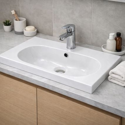 Bathco 0516 - Lavabo encastré ICE 60x35 cm en résine/blanc