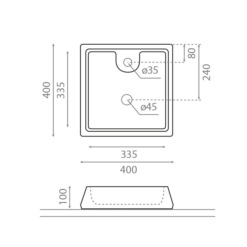 Bathco 4003 - Vasque à poser GALICIA 40 x 40 cm, porcelaine, blanc