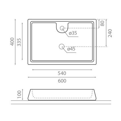 Bathco 4004 - Lavabo da appoggio GALICIA 60x40 cm porcellana/bianco