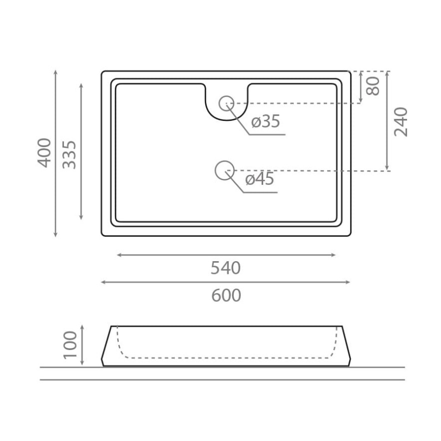 Bathco 4004 - Vasque à poser GALICIA 60x40 cm porcelaine/blanc