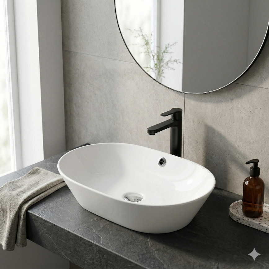 Bathco 4038 - Aufsatzwaschbecken TOULOUSE 59x42 cm Porzellan/weiß