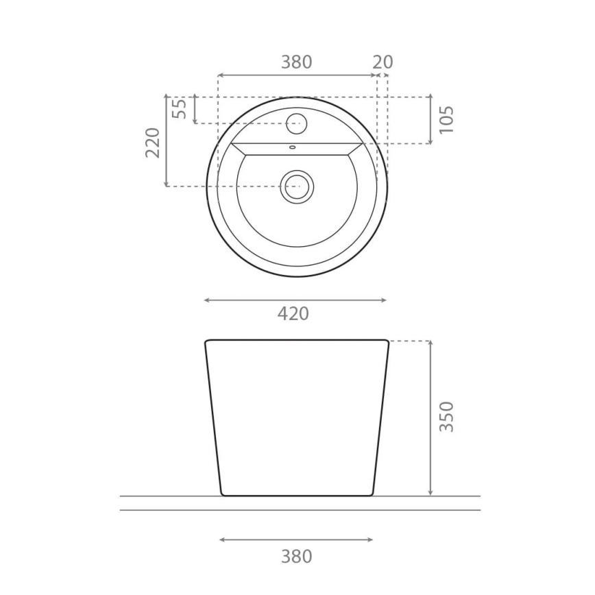 Bathco 4057 - Lavabo da appoggio FLORENCIA Ø 42 cm porcellana/bianco