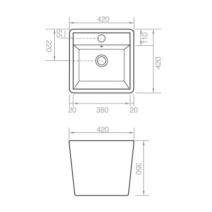 Bathco 4059 - Lavabo à poser GENOVA 42x42 cm porcelaine/blanc