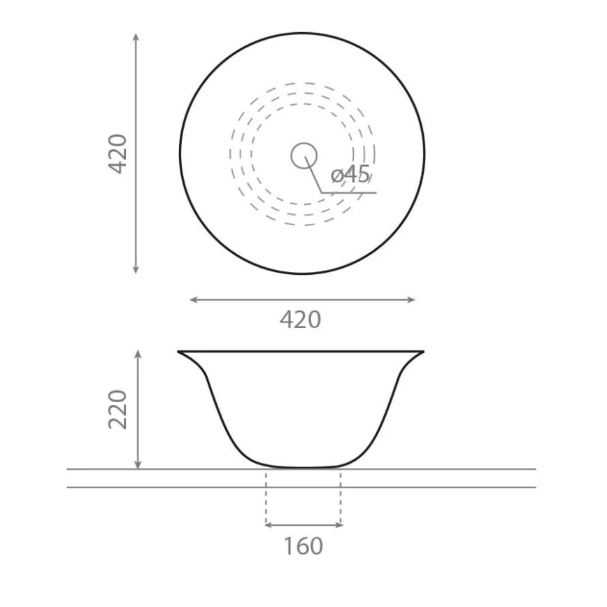Bathco 4062 - Lavabo à poser NORDIC Ø 42 cm porcelaine/blanc
