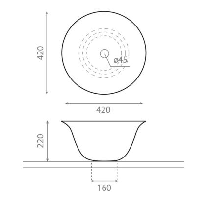 Bathco 4062 - Lavabo da appoggio NORDIC Ø 42 cm porcellana/bianco