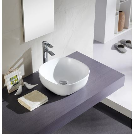 Bathco 4071 - Lavabo da appoggio OLEA 41x41 cm in porcellana/bianco