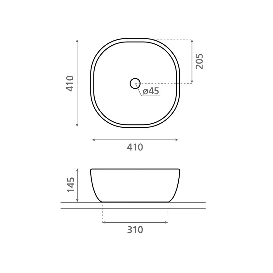 Bathco 4071 - Vasque à poser OLEA 41x41 cm porcelaine/blanc