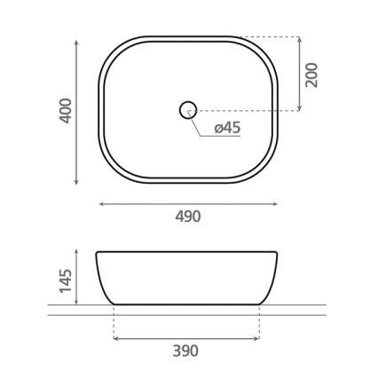 Bathco 4072 - Lavabo da appoggio OLEA 49x40 cm porcellana/bianco