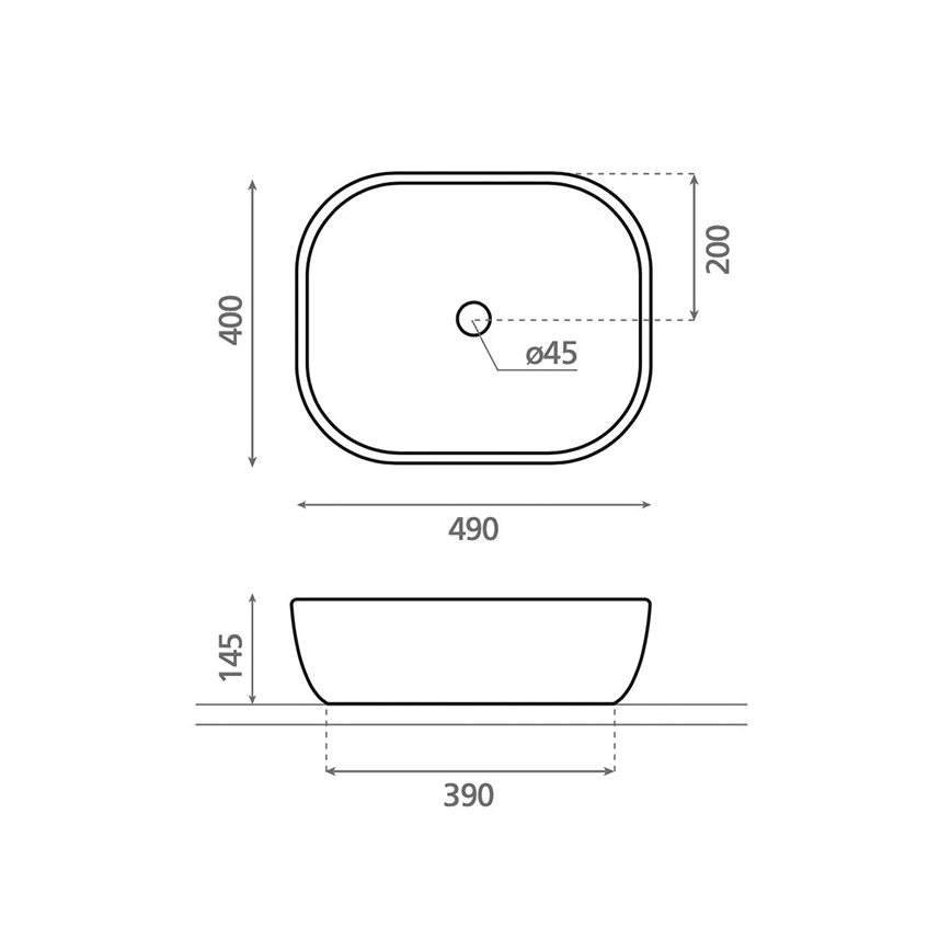 Bathco 4072 - Lavabo da appoggio OLEA 49x40 cm porcellana/bianco