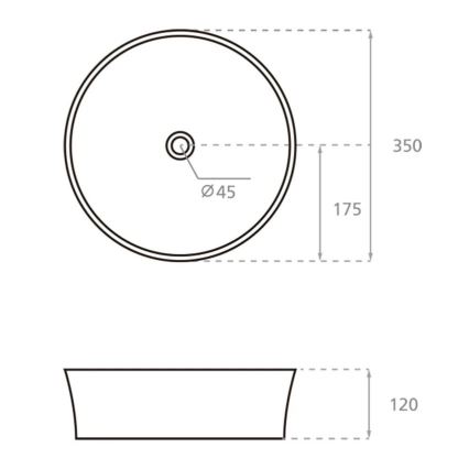 Bathco 4086 - Aufsatzwaschbecken VOLTA Ø 35 cm Porzellan/Weiß