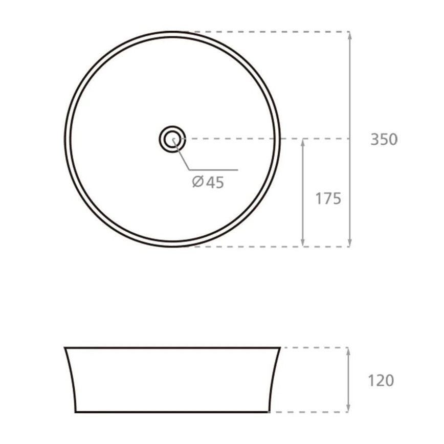 Bathco 4086 - Lavabo da appoggio VOLTA Ø 35 cm porcellana/bianco