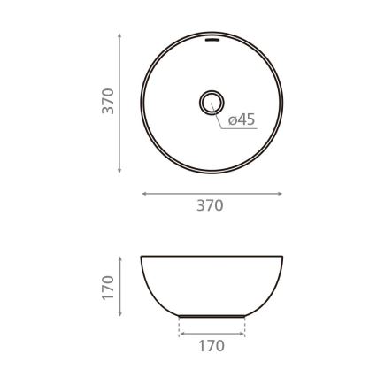 Bathco 4131 - Vasque à poser BARI Ø 37 cm porcelaine/blanc