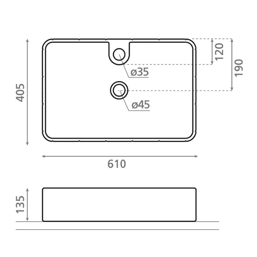 Bathco 4161 - Vasque à poser CIRCUS 61 x 40,5 cm porcelaine/beige