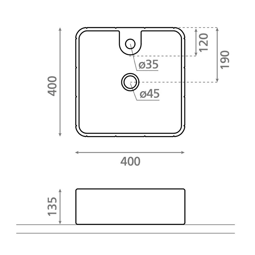Bathco 4162 - Lavabo da appoggio CIRCUS 40x40 cm porcellana/beige