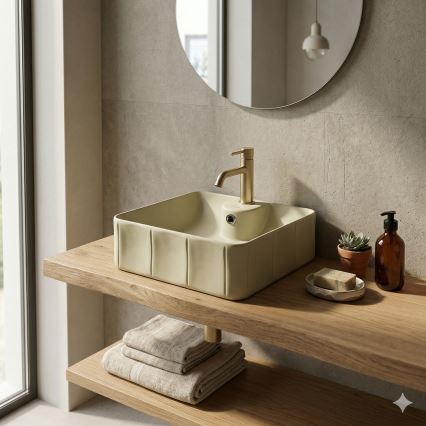 Bathco 4162 - Vasque à poser CIRCUS 40x40 cm porcelaine/beige