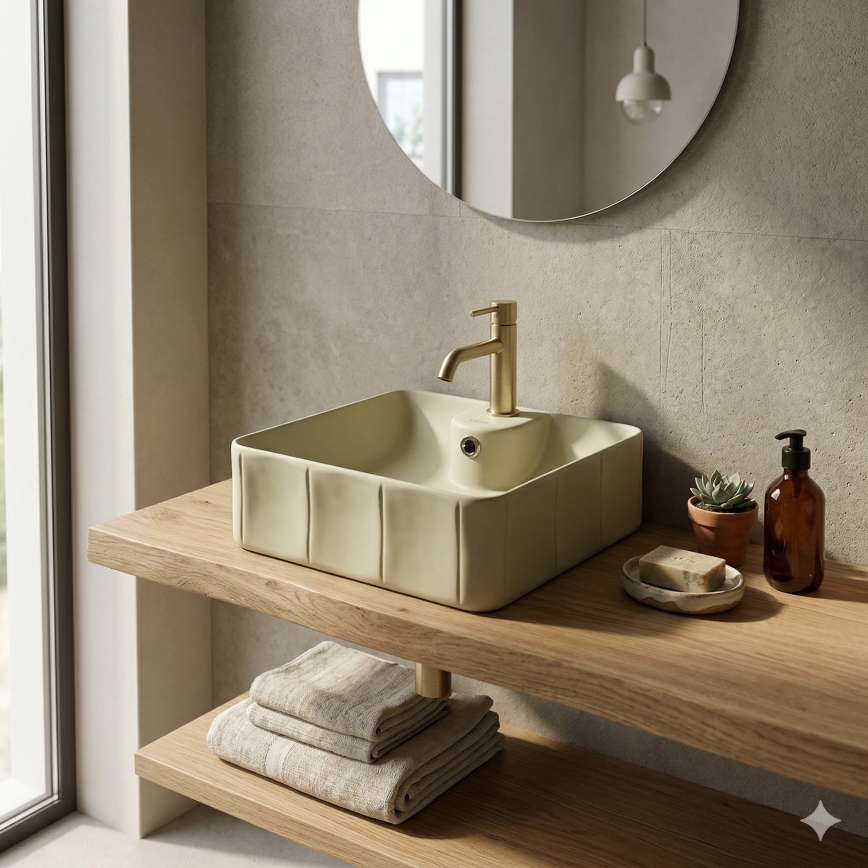 Bathco 4162 - Vasque à poser CIRCUS 40x40 cm porcelaine/beige
