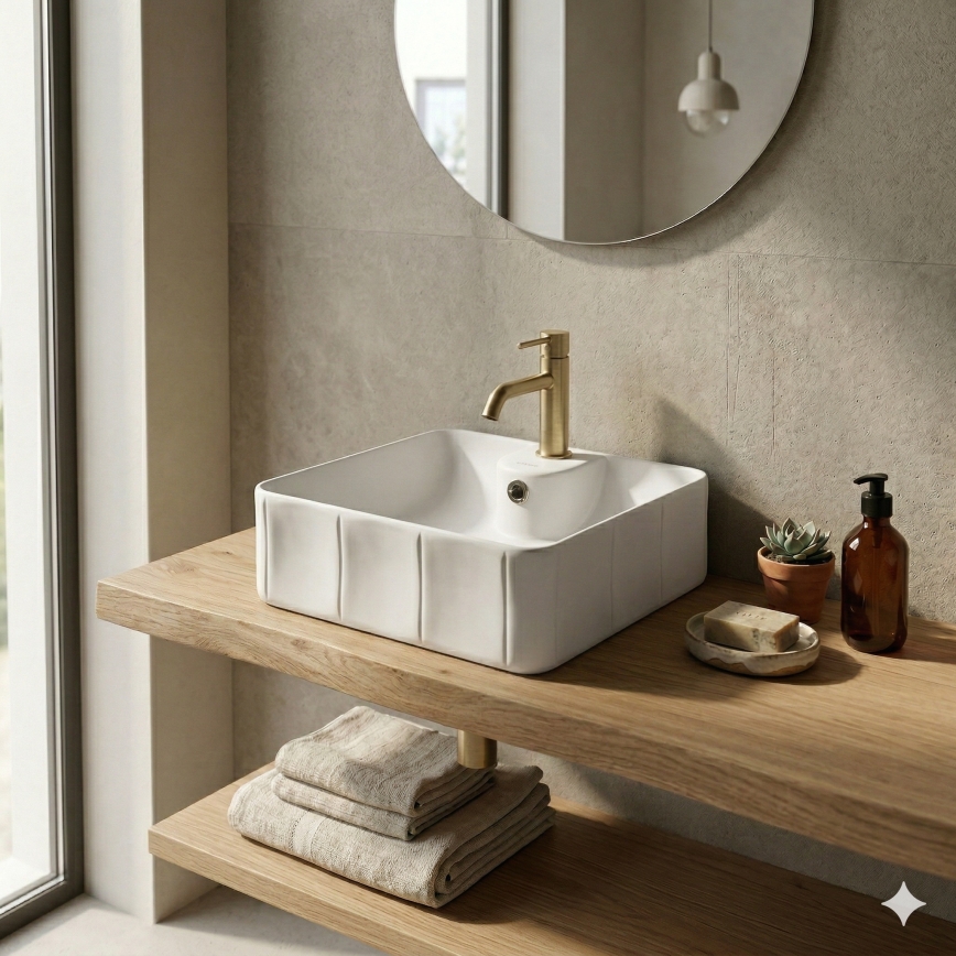 Bathco 4163 - Lavabo à poser CIRCUS 40x40 cm porcelaine/blanc