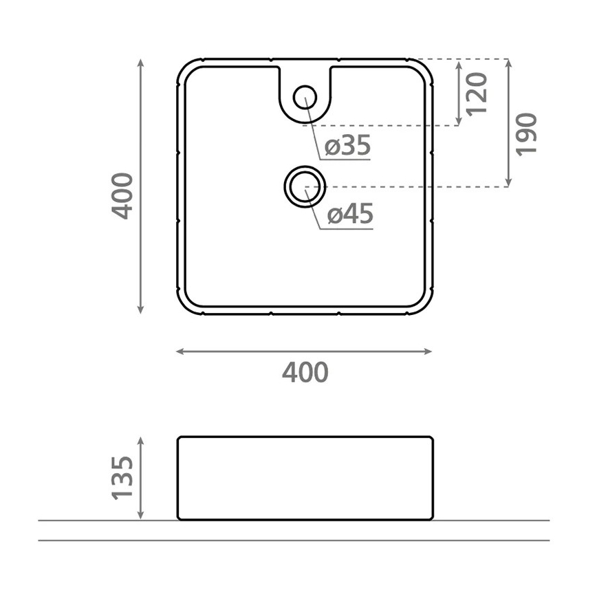 Bathco 4163 - Lavabo da appoggio CIRCUS 40x40 cm porcellana/bianco