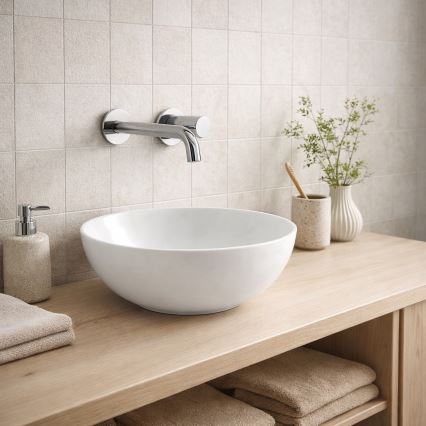 Bathco 4914 - Lavabo da appoggio DAKAR Ø 30 cm in porcellana, bianco