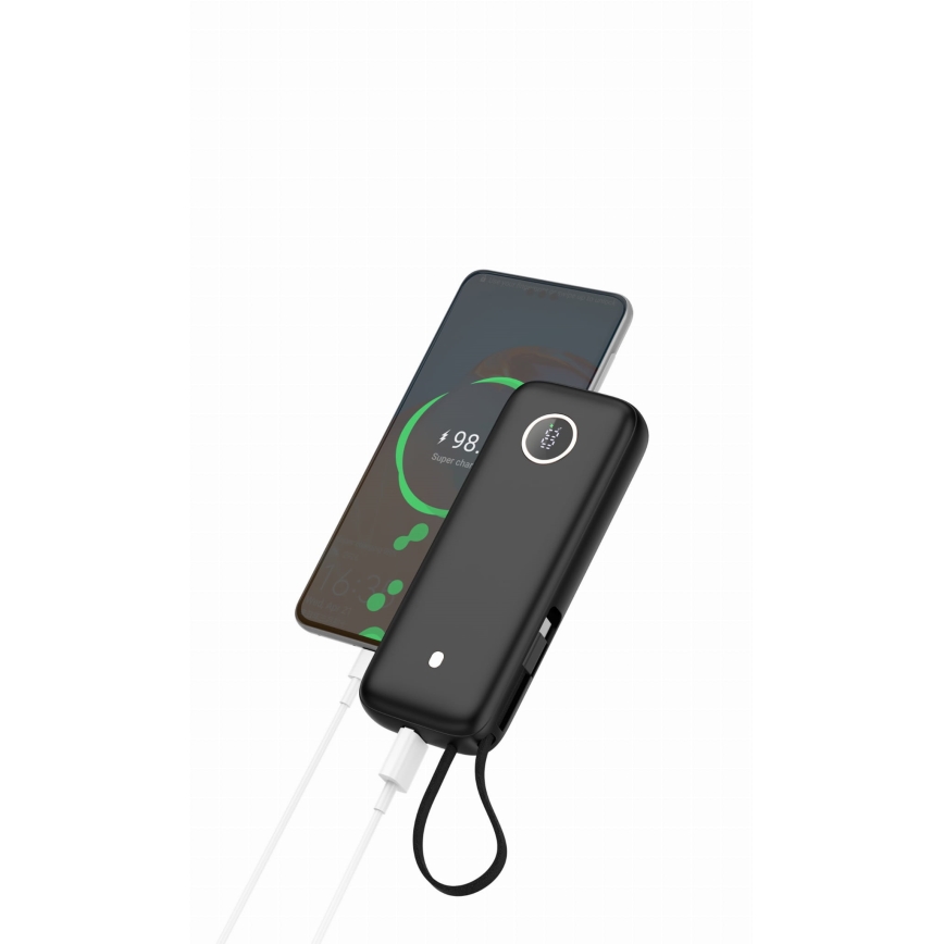 Batterie externe 20 000 mAh — 1x USB-A + 2x USB-C, câble USB 1 m inclus, noir